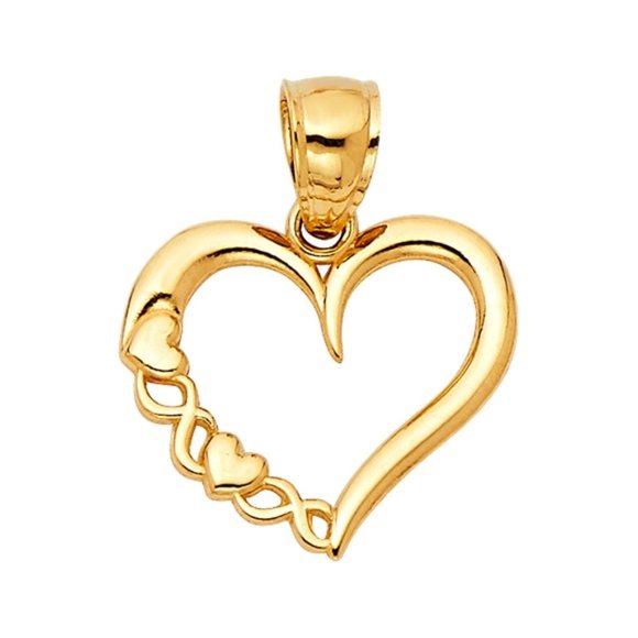 New Solid 14K Yellow Gold  Heart Pendant one pc pendant only - Picture 1 of 3
